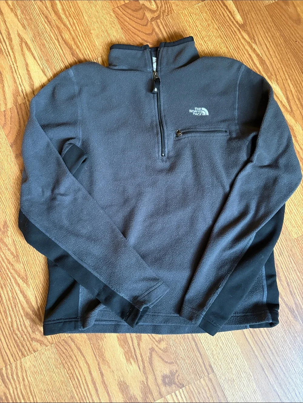 The North Face Charcoal and Black Half-Zip Fleece Pullover